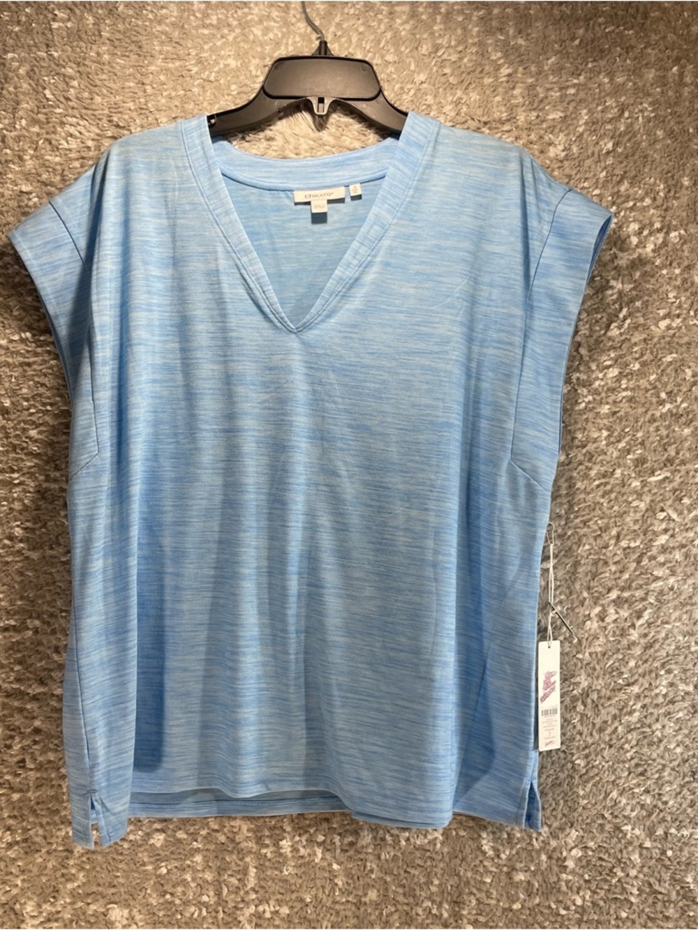 Chico's Women Blouse Top Size 3, XL Casual Blue Soft Polyester Rayon NWT